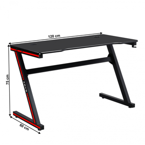 Herný stôl MACKENZIE čierna / červená Tempo Kondela 120 cm