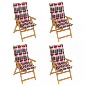 Skladacia záhradná stolička 4 ks s poduškami Dekorhome Biela / červená