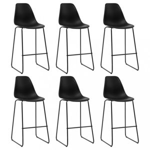 Barové stoličky 6ks plast / kov Dekorhome Čierna