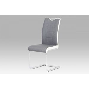Jídelní židle chrom / šedá látka + bílá koženka DCL-410 GREY2 Autronic