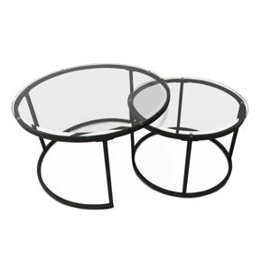 Set dvou konferenčných stolíkov KALERO sklo/kov Tempo Kondela