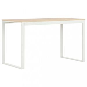 Písací stôl 120x60 cm drevotrieska / oceľ Dekorhome Biela / dub