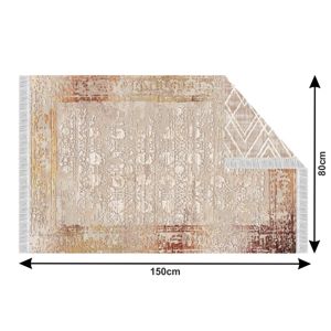 Obojstranný koberec so strapcami NESRIN béžová / vzor Tempo Kondela 80x150 cm