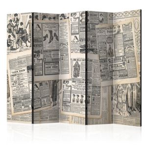 Paraván Vintage Newspapers Dekorhome 225x172 cm (5-dielny)