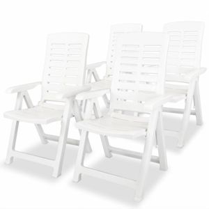 Polohovateľné záhradné stoličky 4 ks plast Biela