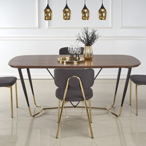 Jedálenský stôl MANCHESTER orech / čierna / zlatá Halmar