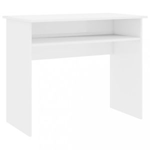 Písací stôl s policou 90x50 cm Dekorhome Biela lesk