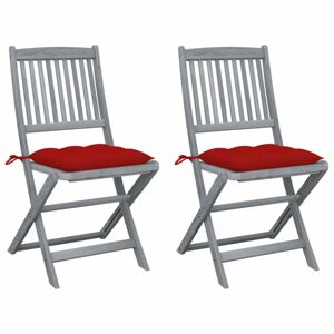 Skladacia záhradná stolička s poduškami 2 ks sivá Dekorhome Červená