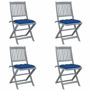 Skladacia záhradná stolička s poduškami 4 ks sivá Dekorhome Modrá
