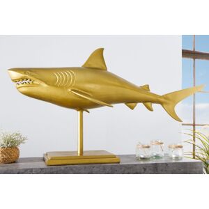 Dekoračná socha žralok AMEIS 100 cm Dekorhome Zlatá
