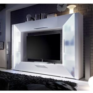 Luxusná obývacia stena ADGE biela extra vysoký lesk Tempo Kondela