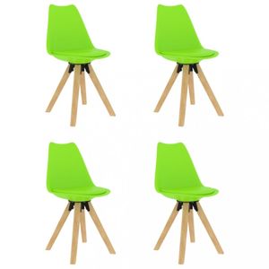 Jedálenská stolička 4 ks plast / umelá koža / buk Dekorhome Zelená