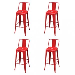 Barové stoličky 4ks oceľ Dekorhome Červená