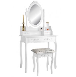 Toaletný stolík s taburetom biela