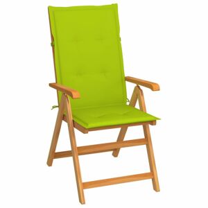 Skladacia záhradná stolička s poduškami teak / látka Dekorhome Svetlozelená