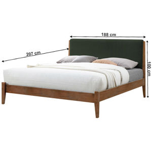 Manželská posteľ NOLAS orech / tmavozelená Tempo Kondela 183x200 cm