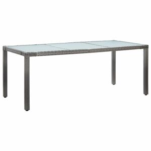Záhradný stôl sivý polyratan / sklo Dekorhome