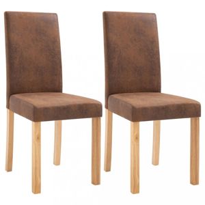 Jedálenská stolička 2 ks umelá koža / drevo Dekorhome Hnedá