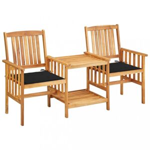 Záhradná stolička s čajovým stolíkom a poduškami Dekorhome Čierna