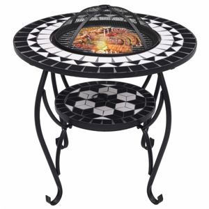 Mozaikový stolík s ohniskom Dekorhome Čierna