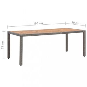 Záhradný stôl sivý polyratan / akácie Dekorhome 190x90x75 cm