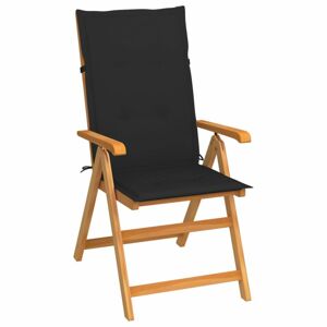 Skladacia záhradná stolička s poduškami teak / látka Dekorhome Čierna