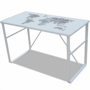 Písací stôl s potlačou kov / sklo Dekorhome Čierna / biela