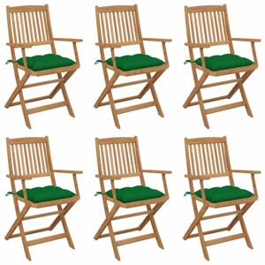 Skladacia záhradná stolička s poduškami 6 ks Dekorhome Zelená