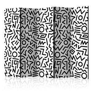 Paraván Black and White Maze Dekorhome 225x172 cm (5-dielny)