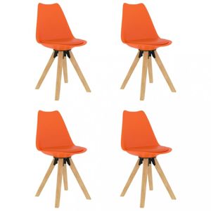 Jedálenská stolička 4 ks plast / umelá koža / buk Dekorhome Oranžová