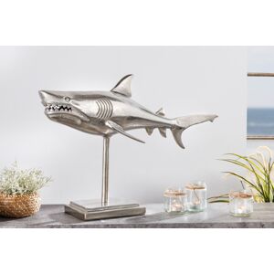 Dekoračná socha žralok AMEIS 70 cm Dekorhome Strieborná