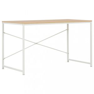 Písací stôl 120x60 cm drevotrieska / oceľ Dekorhome Biela / dub