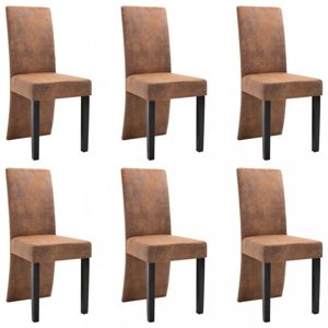 Jedálenská stolička 6 ks umelá koža / drevo Dekorhome Hnedá