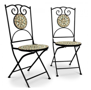 Kovová stolička s mozaikou 2ks D03111 Dekorhome