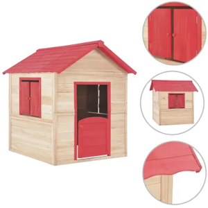 Detský drevený domček Dekorhome Červená