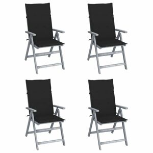 Záhradné polohovacie stoličky 4 ks sivá / čierna