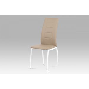 Jedálenská stolička AC-1196 CAP koženka cappuccino / biely lak Autronic