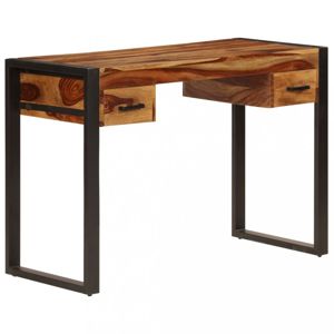 Písací stôl s 2 zásuvkami masívne drevo / oceľ Dekorhome Sheeshamové drevo