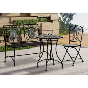 Záhradný bistro stolík JF2233 čierna / mozaika Autronic