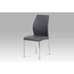 Jídelní židle koženka šedá / broušený nerez HC-381 GREY Autronic