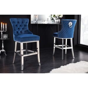 Chesterfield barová stolička FRIXON Dekorhome Modrá